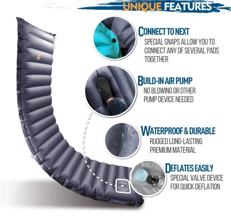 Zooobelives air live 2000p ~ 4 inch Thickness Sleeping Pad grey 