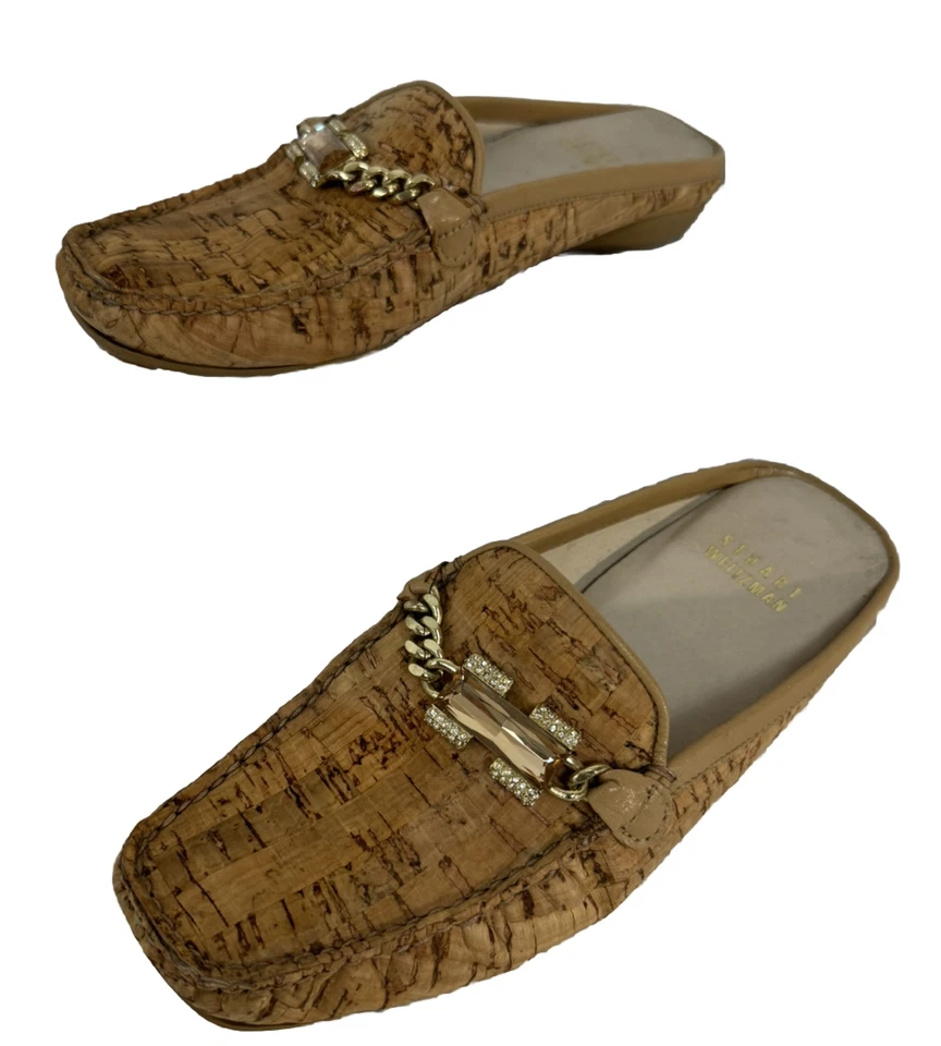 Mocasines de mula Stuart Weitzman de cuero de lujo sin cordones de colección talla 5M informales