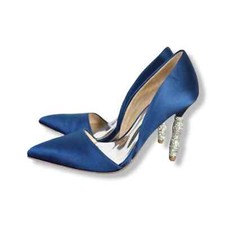 Badgley Mischka Blue Emily Crystal Heels Size 5