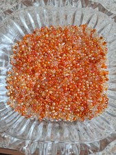BN 75 grams 2-3 mm  AMBER & ORANGE AURORA BOREALIS GLASS SEE BEADS MIX  75g