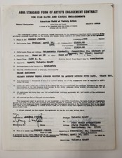 Signed Vintage Original Contract George Jessel Cres Ottemiller The Gustafsons