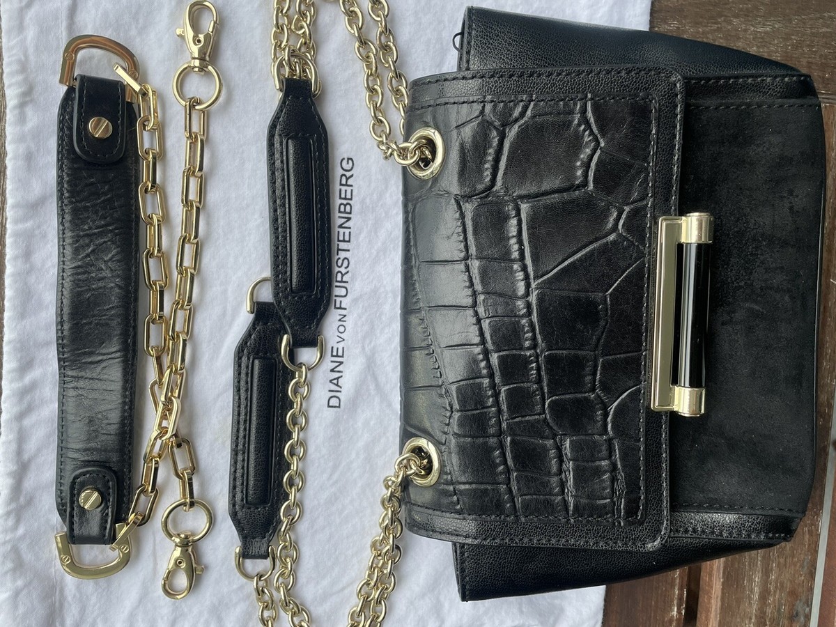 DVF Diane Von Furstenberg Black Leather / Suede Shoulder DVF Diane Von Furstenberg Black Leather / Suede Shoulder