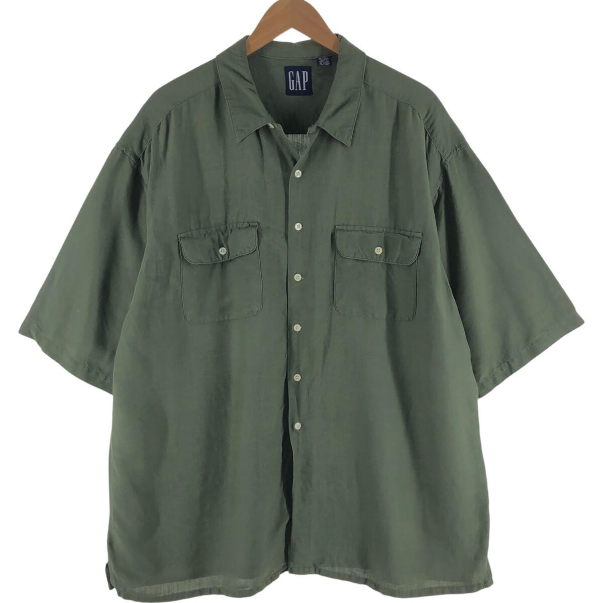 実寸XL90s OLD GAP Linen Rayon Short Sleeve 90'S GAP Old Gap Short Sleeve Open Collar Rayon x Linen