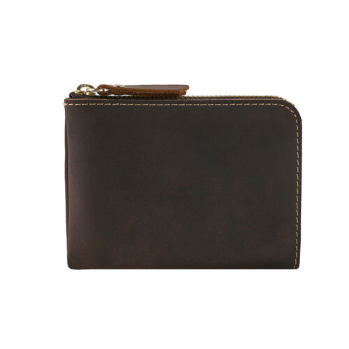 Genuine Leather Small Wallet Travel ID Credit Cards Holder Zipper Pocket Purse - Picture 19 of 21