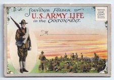 Souvenir Folder of US Army in the Cantonment Antique Postcard Folder