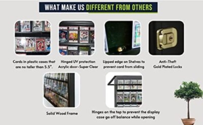 Lockable 36 Graded Sports Card Display Case, for Football, baseball, basketball, Hockey cards (CC02-BL) Lockable 36 Graded Sports Card Display Case, for Football, baseball, basketball, Hockey cards (CC02-BL)