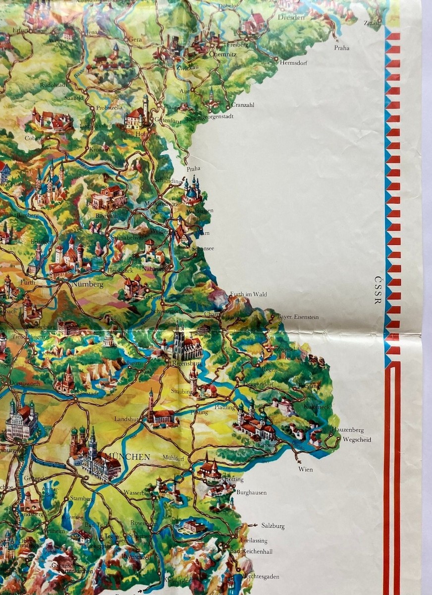 Original Vintage Map TRAIN -RAILWAY - GERMANY - DEUTSCHLAND