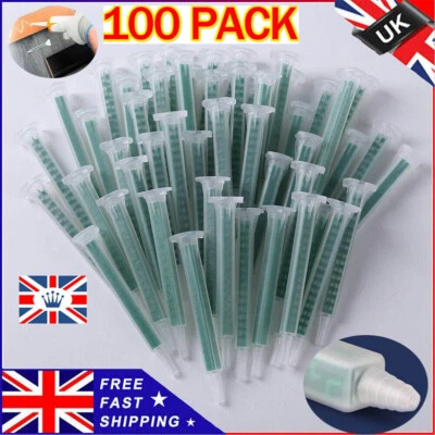 FINE-TOPGOODS 100 PCS Static Mixer Epoxy Resin Mixing Tube Nozzles Syringe for AB Glue Gun