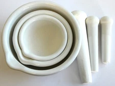 Set of 3 porcelain mortar pestle lab kitchen pharmacy medicine herb pill crusher