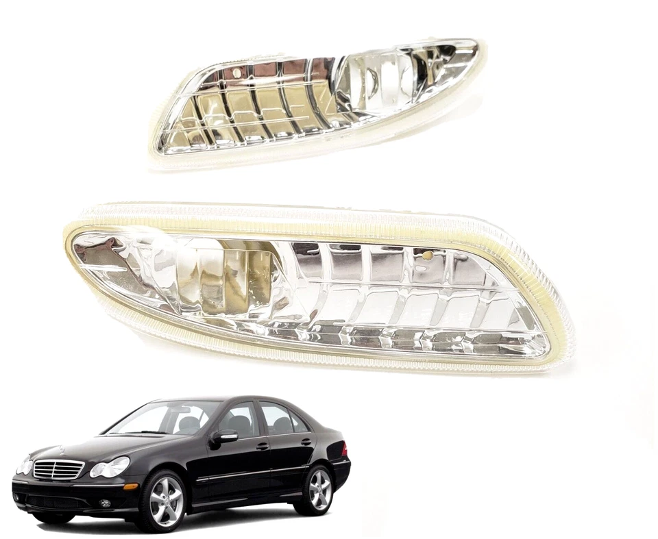 For 2001-2007 Mercedes-Benz C-Class Euro Chrome Clear Front Side Marker Lights - Imagem 4 de 4