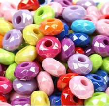 100 PCS Color Resin Faceted European Large Hole Rondelle Beads 14mm hole 4.6mm