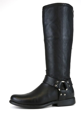 FRYE Phillip Harness Tall Leather Boot Black Women Sz 5.5 B Z30108 *