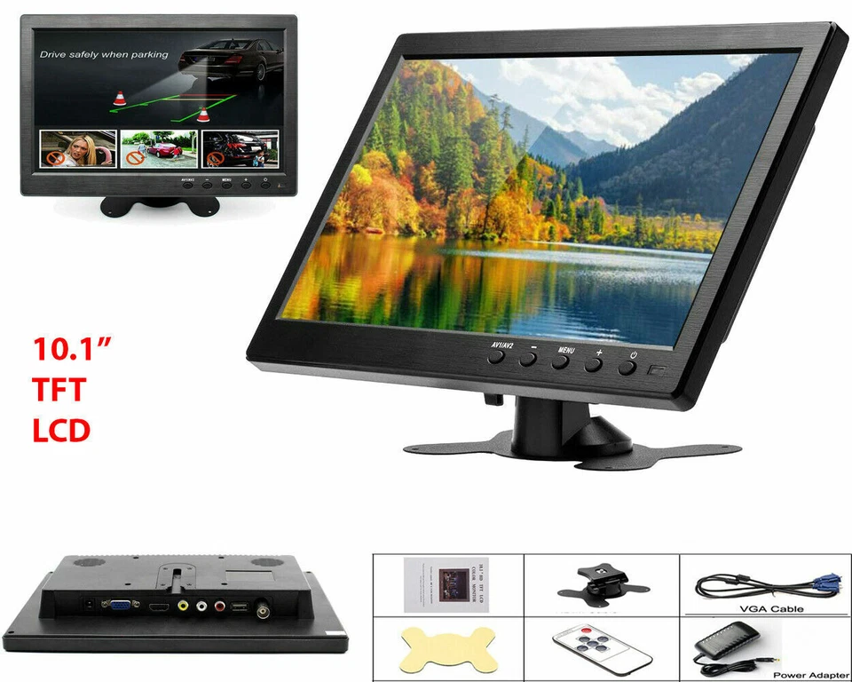 Monitor Lcd 10.1 Pollici Auto Pulsanti Touch 2 Ingressi Av Per Videosorveglianza