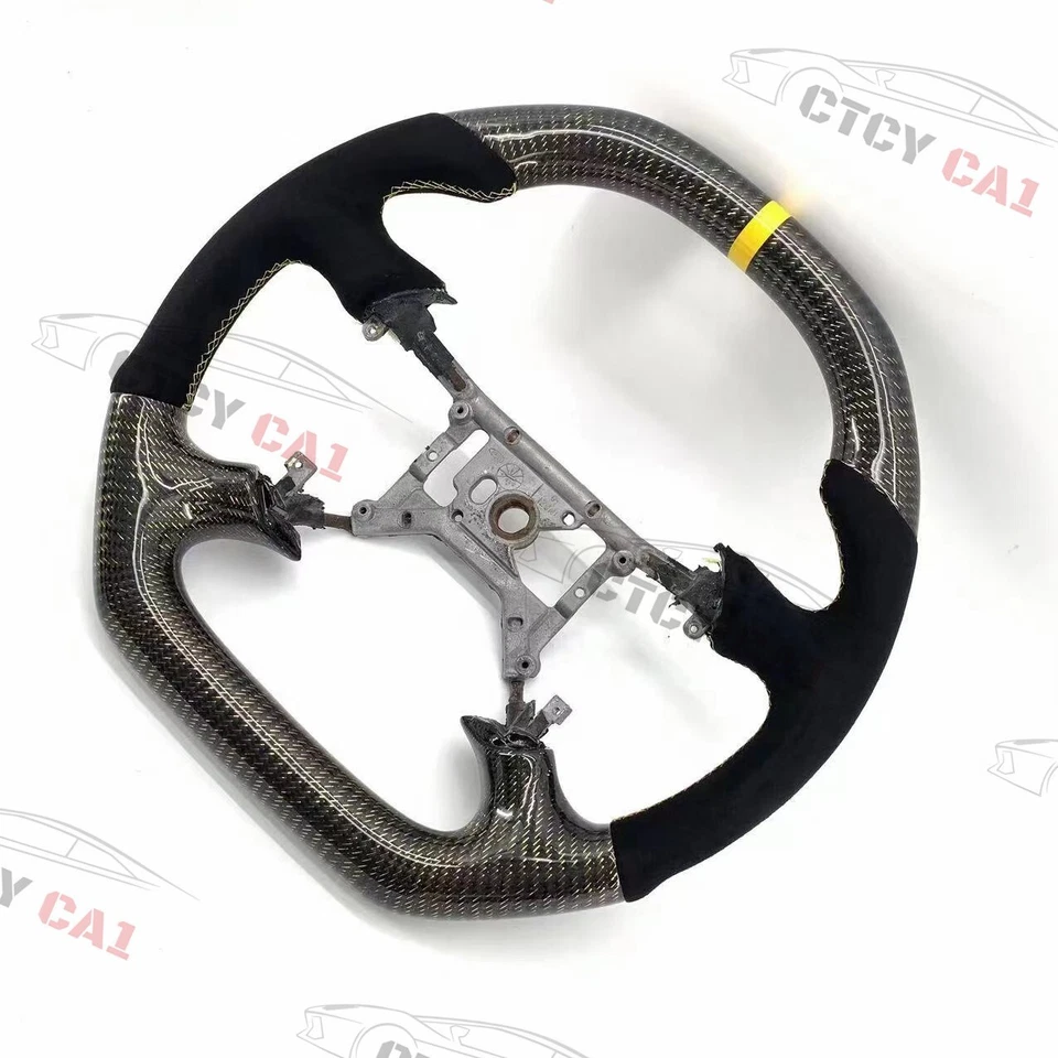 Volante de fibra de carbono real personalizado con alambre para Ford Mustang 1999-2004 Foto 2 de 4