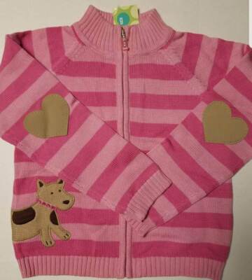 NWT xxl 7 Gymboree PUPPY LOVE 2003 THE pink stripe zip up sweater OMG ...