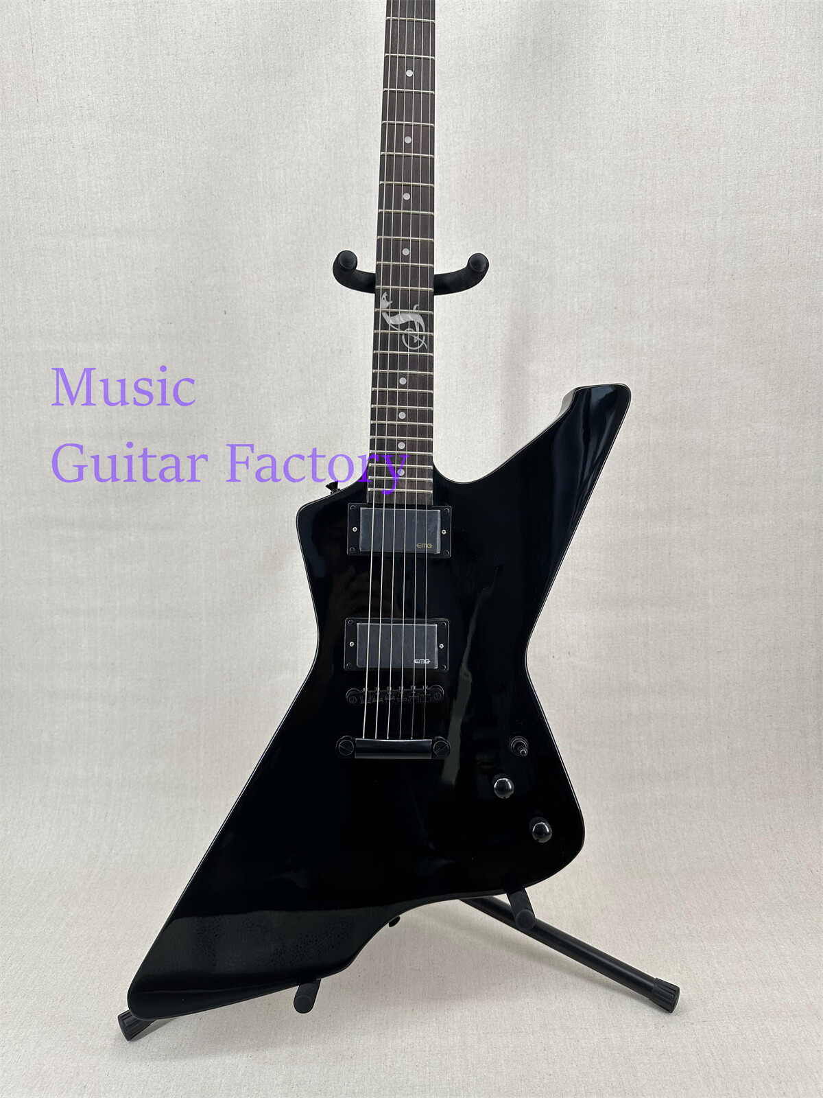 Custom Black Explore Electric Guitar Black Fretboard Mahogany body Fast Ship