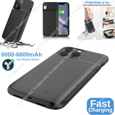 6000-6800mAh Battery Charger Case Power Bank For iPhone 14/13/12/11/Pro Max/XS/8