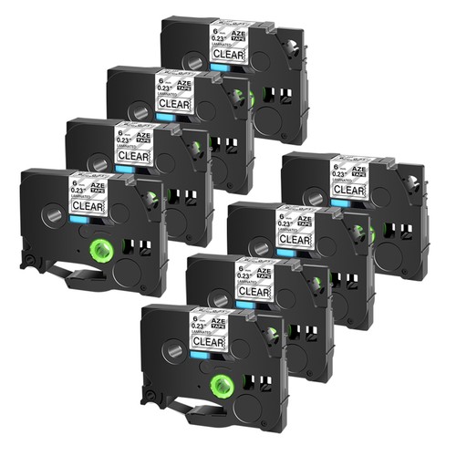 8PK Compatible With Brother P-Touch TZE-111 TZ-111 Label Tape Black On Clear 6mm