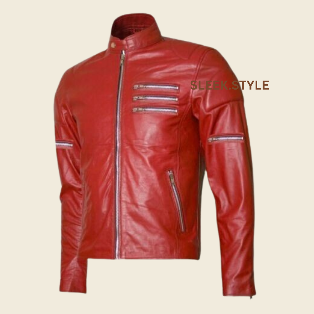 Men's Stylish Lambskin Leather Biker Jacket - 100% Elegant Trendy Wear-image