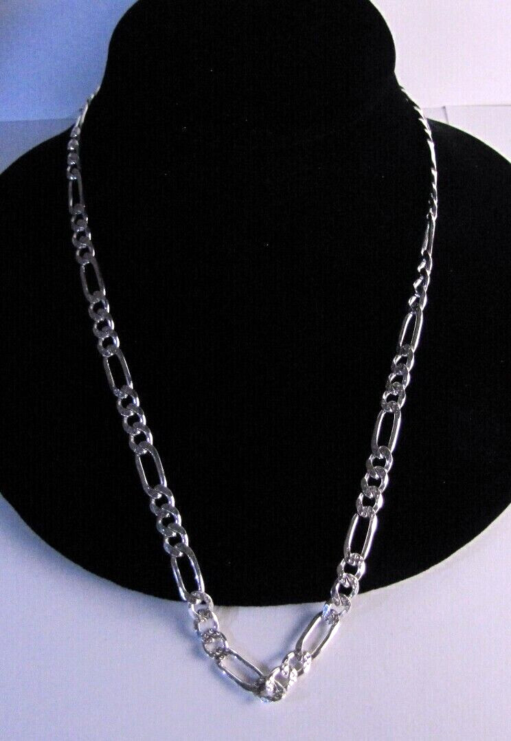 Solid Sterling Silver Figaro Necklace Vintage 925… - image 1