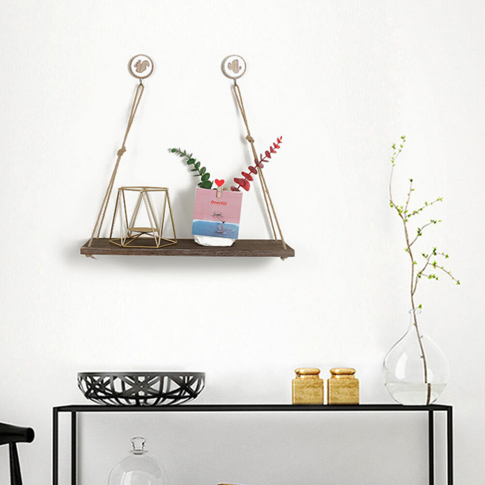 Small Hanging Shelf Wall Plant Shelves Indoor Rack Holder Child Rope eBay