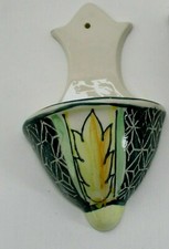 🟢 M-368 ACQUASANTIERA  IN CERAMICA DIPINTA A MANO EPOCA  900
