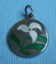 Vintage enamel trillium flower Canada sterling charm