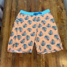 Patagonia Swimsuit Boys 16 Orange Blue Geometric Board Shorts Trunks Outdoors