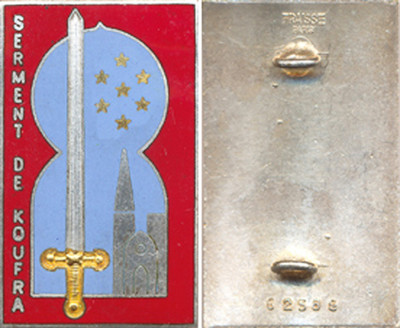 SCHWUR von KOUFRA, EOR COET, Emaille, glatter Rücken, 2 Ringe, frisch 2569, (1739) 
