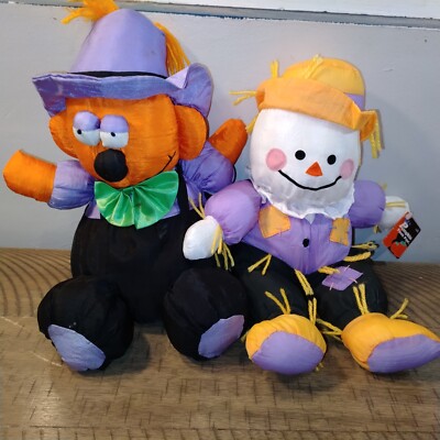 Vintage Pumpkin Patch Halloween Puffalump Scare Crow Pumpkin Plush