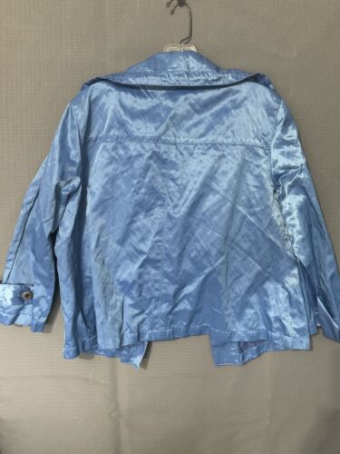 Ruby Rd Jacket Women's 10 Blue Metallic Cowl Neck Rain Coat Rain Jacket - Picture 5 of 7