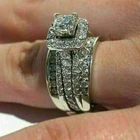 3Ct Princess Lab Created Diamond Engagement Bridal Ring 14k White Gold Finish