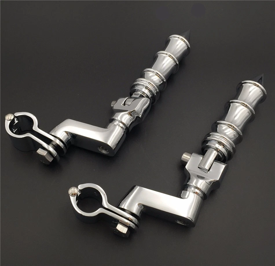 Chrome Bamboo 1" 25mm Foot Peg Clamp For Honda GoldWing VTX1300 Shadow Valkyrie - Image 2 of 4