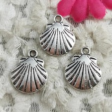 100 Pcs Antique Silver Shell Charms 17X15MM H-2367