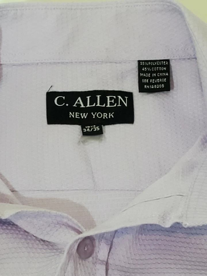Camisa de vestir C Allen New York para hombre con botones púrpura 16,5 X 34/35 Foto 4 de 4
