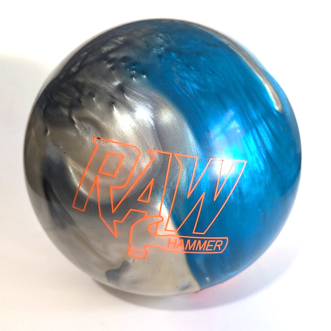 HAMMER RAW BLUE/SILVER/WHITE BOWLING BALL 13 POUNDS SYMMETRICAL