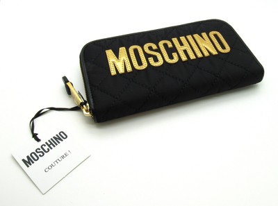 Moschino Long Zip Wallet Logo Quilted Nylon Continental Wallet 2B8103 New W/Tags