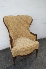 French Hand Carved Tall Large Side Accent Wing Chair 6053