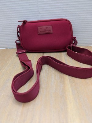 Sephora Dagne Dover Burgundy Crossbody Bag with Detachable Strap & Zipper Accent
