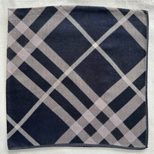 MENS Handkerchief VTG Black Check Plaid Classic Gray Cotton Pocket Square 19"