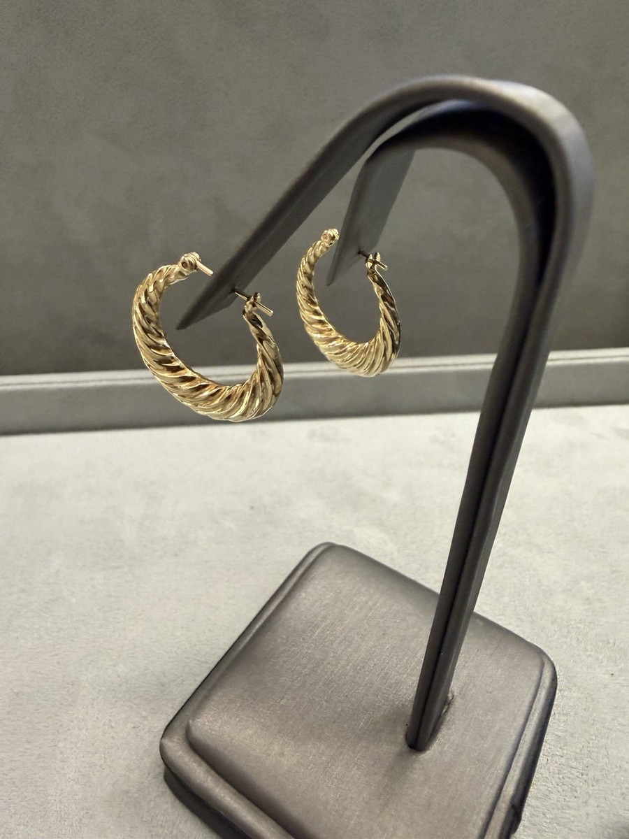 Vintage 14k Yellow Gold 1” Hoops W/14k Stamps 2.27 Grams View 4