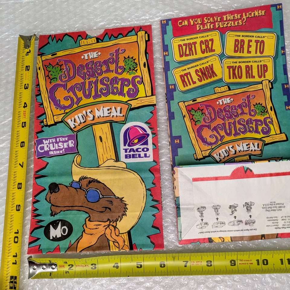 taco-bell-desert-cruisers-1995-kids-meal-paper-bags-set-of-2-nos-rare