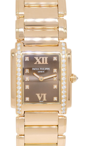 Patek Philippe Twenty~4 18k Rose Gold & Diamond Chocolate Ladi...