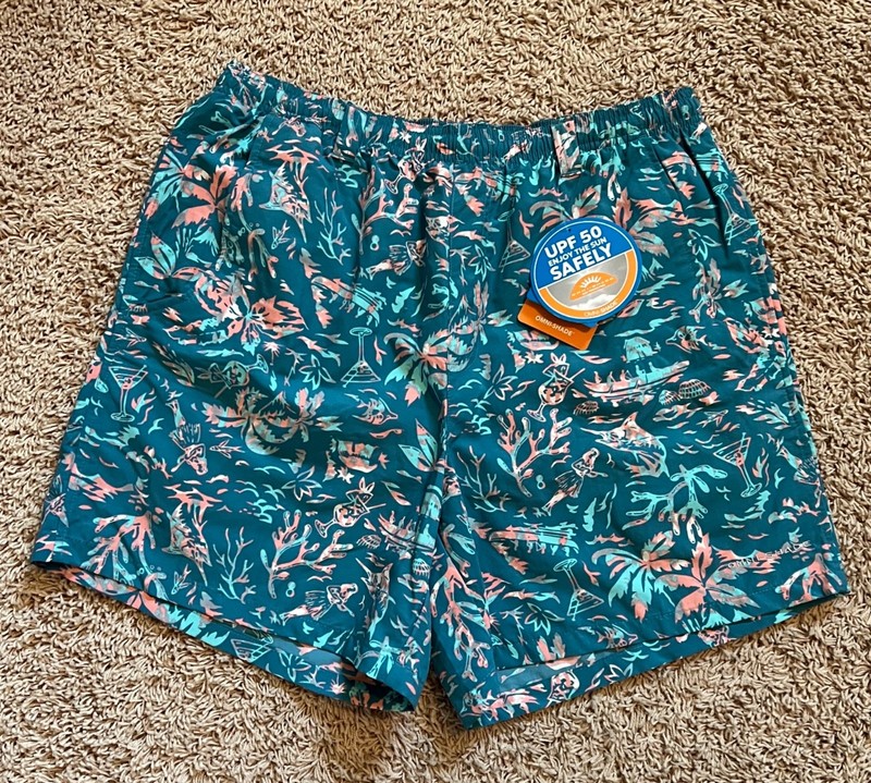 NWT Columbia Men’s PFG Super Backcast 6” Tropical Print Swim Trunks Sz Medium