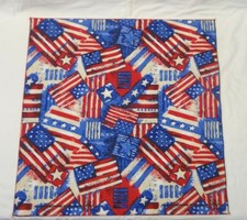 RED/WHITE/BLUE FLAGS HAV-A-HANK 22"x 22" BANDANA MADE IN USA ""FREE SIPPING""