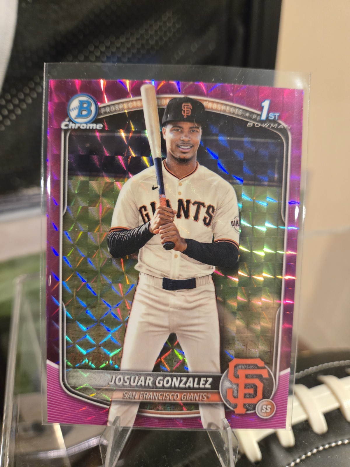 2025 Bowman Chrome Josuar Gonzalez Fuchsia Geometric Refractor 1st /299 Giants