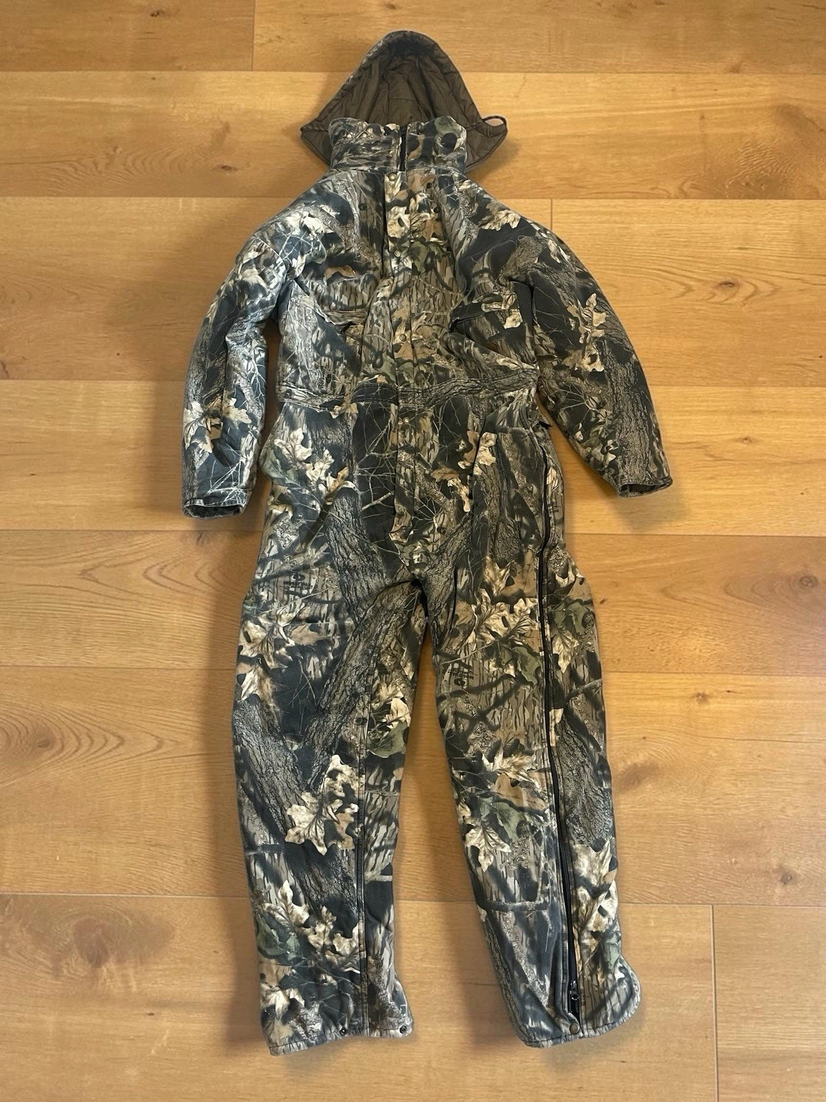 Men's 3XL Tall Cabelas Camo Coveralls/1-Piece Zip Legs & Hood Insulated