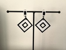 Long Drop Black And White 60’s Style Earrings