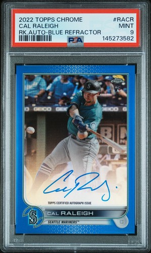 Cal Raleigh [Blue Refractor] #RA-CR 2022 Topps Chrome Rookie Autographs card