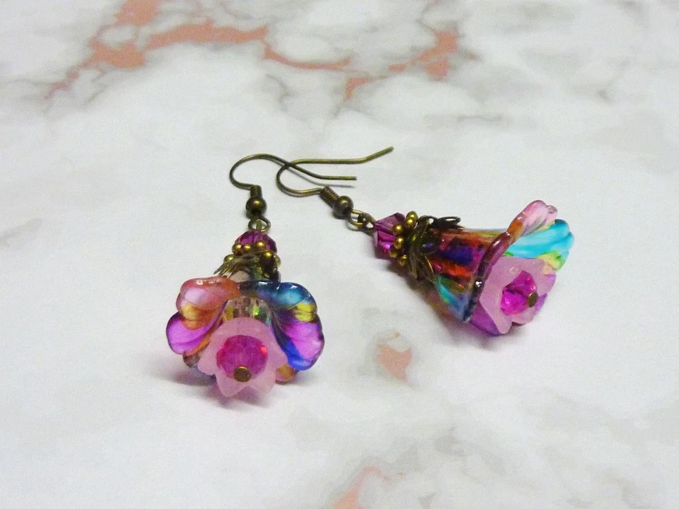 Calla Lily Flower Earrings Hand Painted with Swarovski Crystal Beads Style CL01 - image 2 of 4